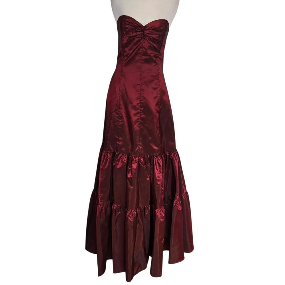 Vintage Y2K Jessica McClintock Gunne Sax Taffeta Gown Goth Blood Red Juniors 7